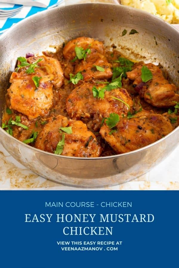 Pinterest image for chicken with honey mustard sauce.