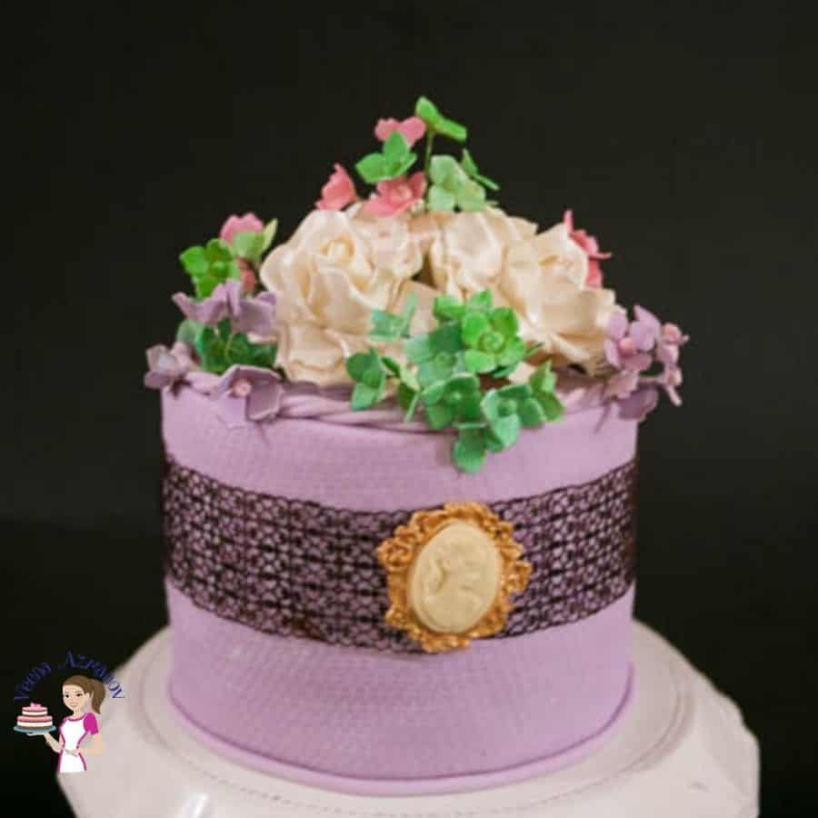 A cake decorated with sugar flowers.