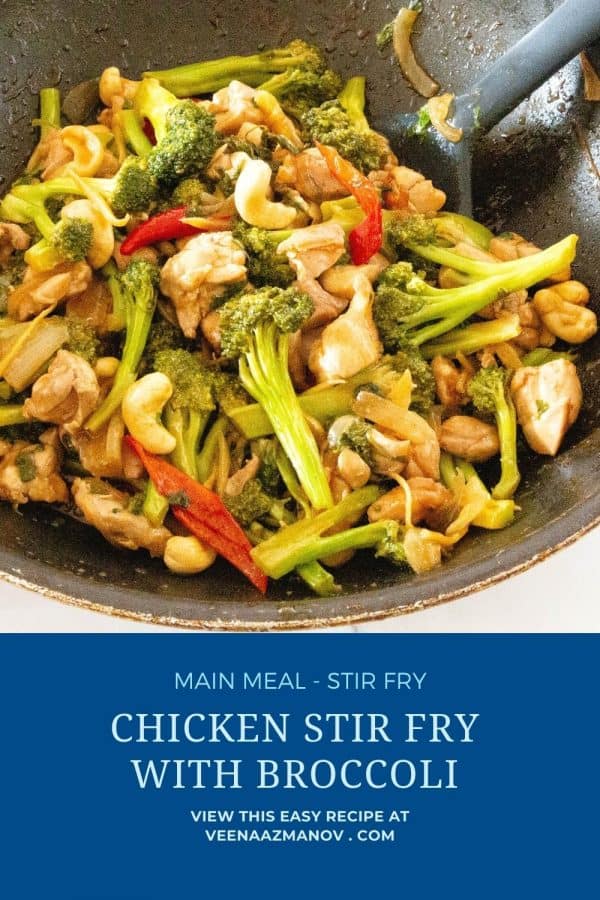 Pinterest image A stir fry with chicken and broccoli.