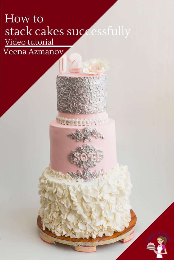 A 3-tier wedding cake.