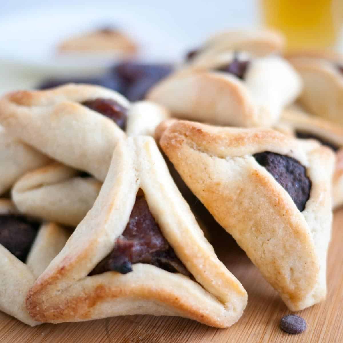 Purim cookies on a wooden board