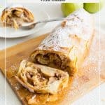 Pinterest image for strudel with apples.
