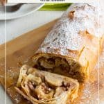 Pinterest image for strudel with apples.