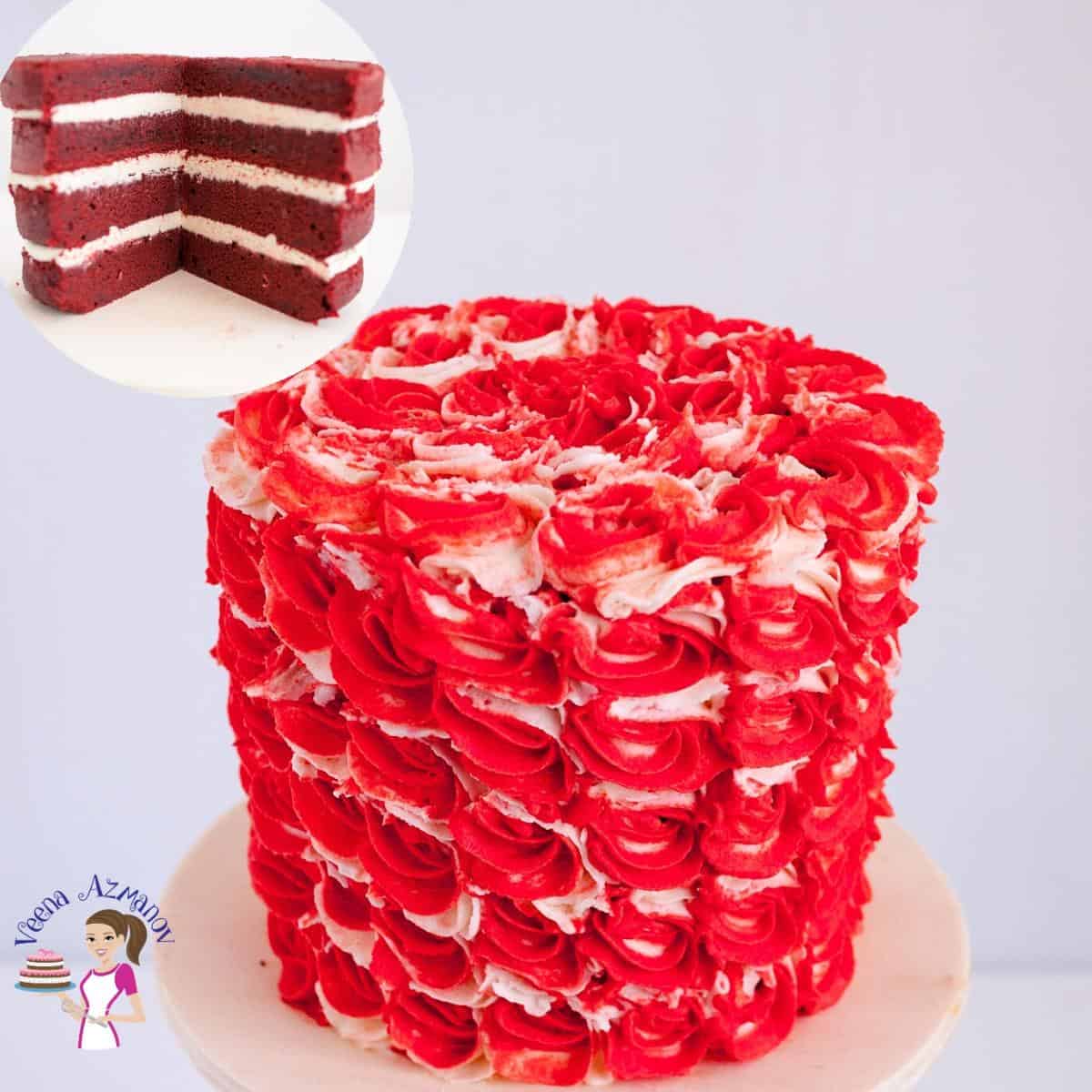 A red velvet buttercream cake.
