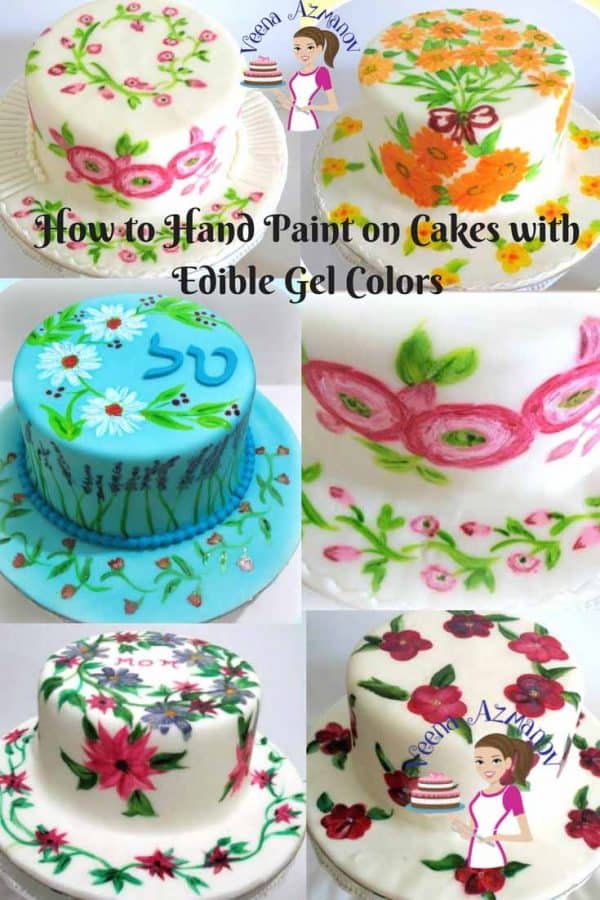 A collage of hand painted cakes.