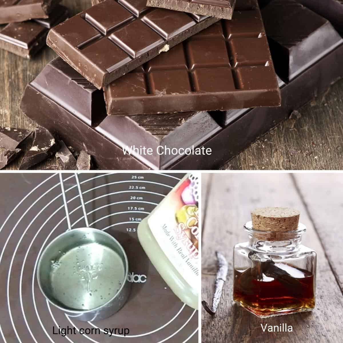 Ingredients shot collage for modeling chocolate.