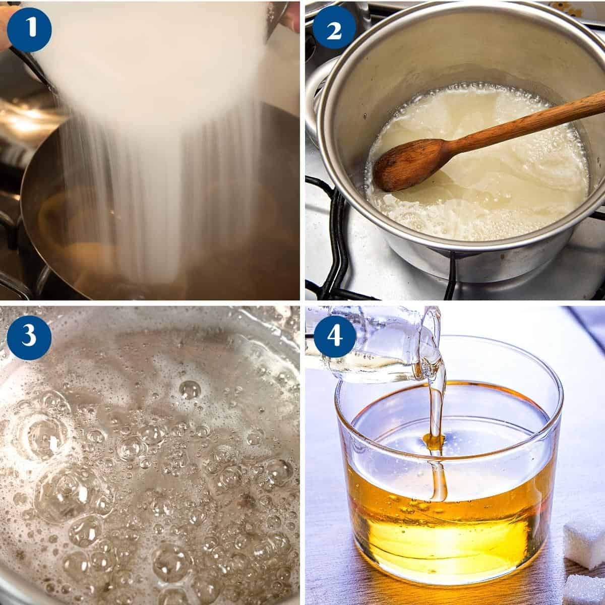 Progress pictures making simple syrup.
