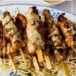 Pinterest image for chicken skewers.