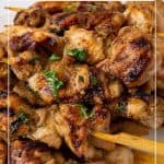Pinterest image for chicken skewers.