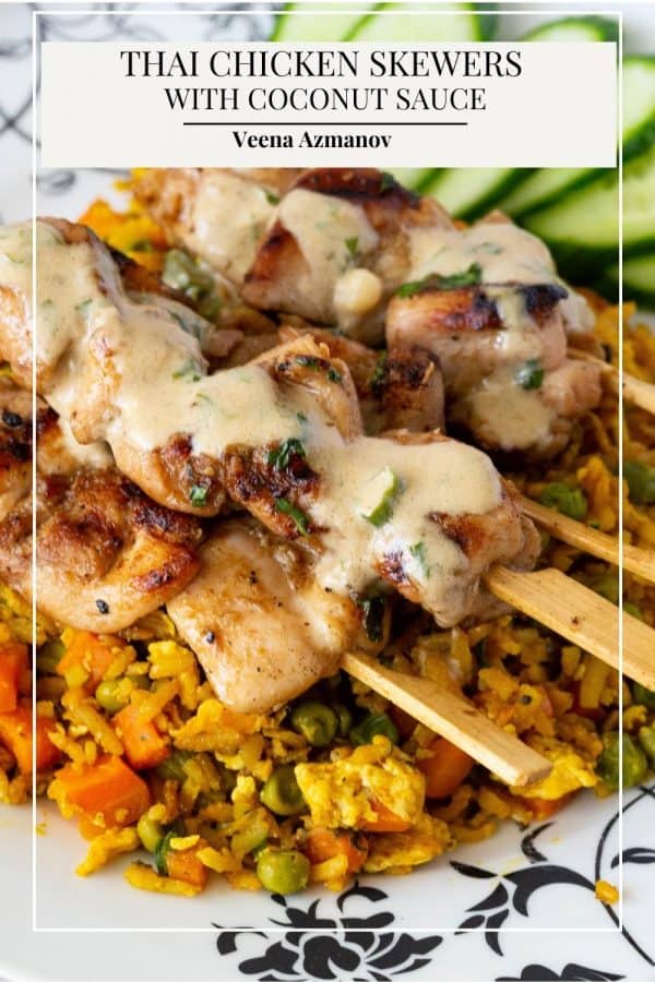 Pinterest image for chicken skewers.