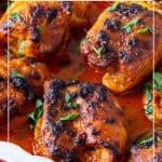 Pinterest image for chicken thighs with curry.