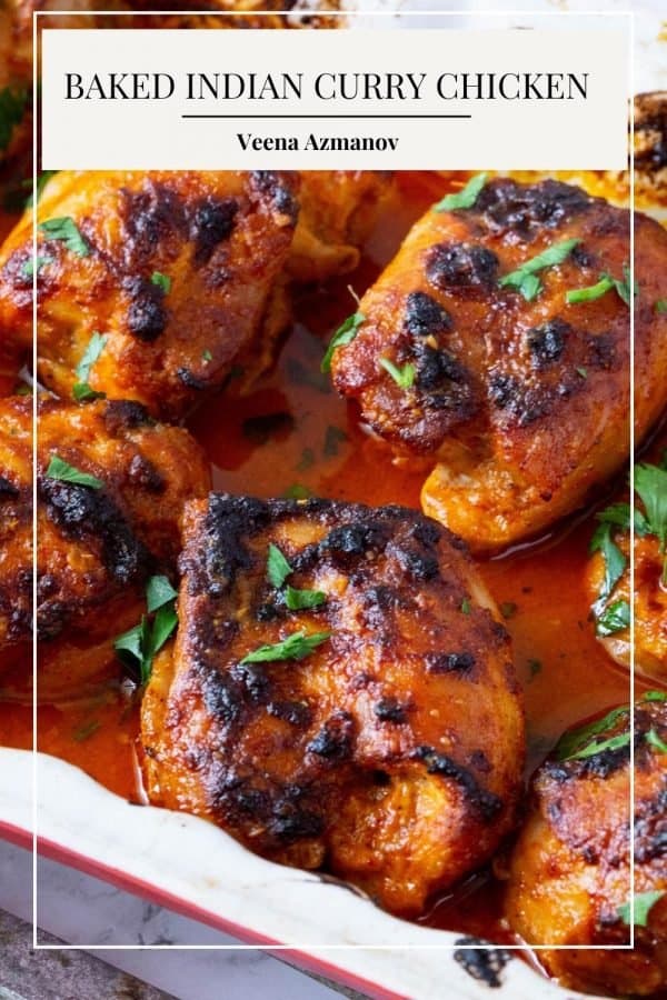 Pinterest image for chicken thighs with curry.