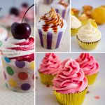 Frosted cupcakes collage.