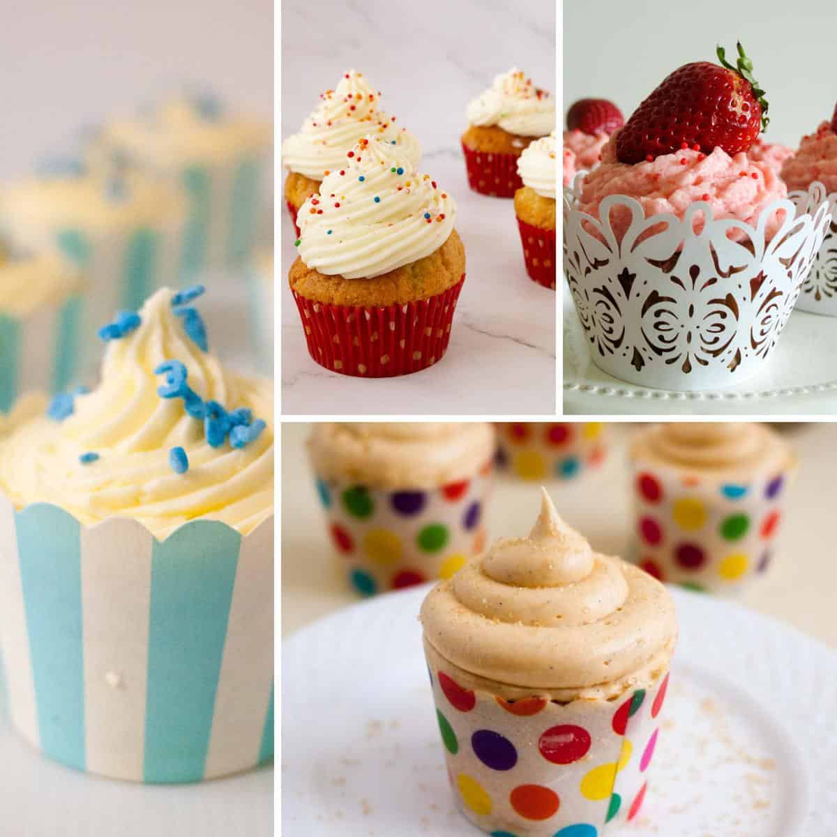 Frosted cupcakes collage.