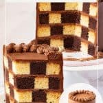 Pinterest image for cake with checkerboard effect.