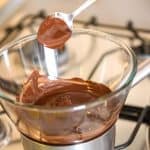 Melting chocolate in the double boiler.