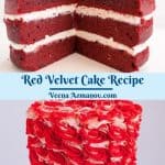 Pinterest image for velvet red cake.