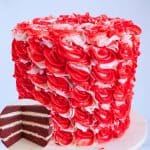 A frosted cake red velvet with IMBC.