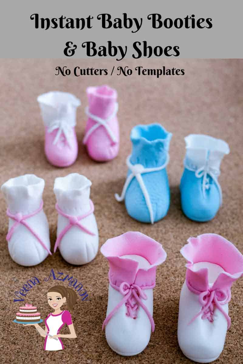 Baby booties made from sugar paste.