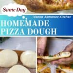 Pinterest image for Pizza dough to use on the same day.