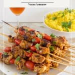 Pinterest image for middle eastern kebabs with chicken.