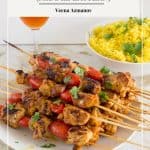 Pinterest image for middle eastern kebabs with chicken.