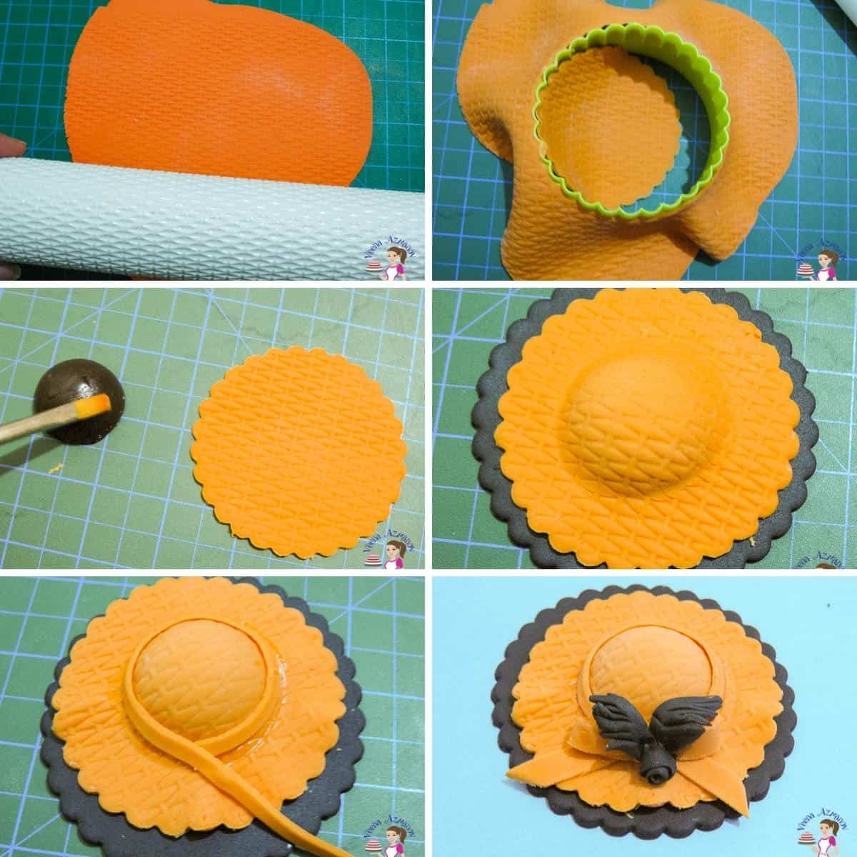 A collage for orange cupcake hat toppers
