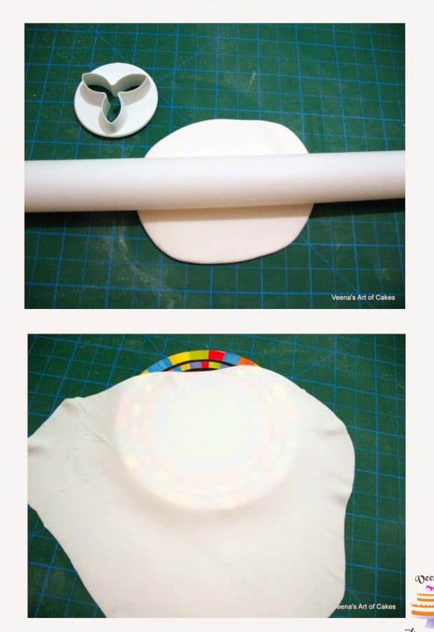 Progress photos of making a gum paste flower.