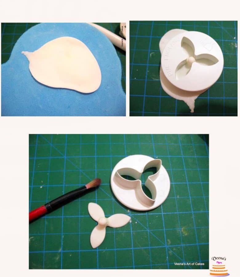 Progress photos of making a gum paste flower.