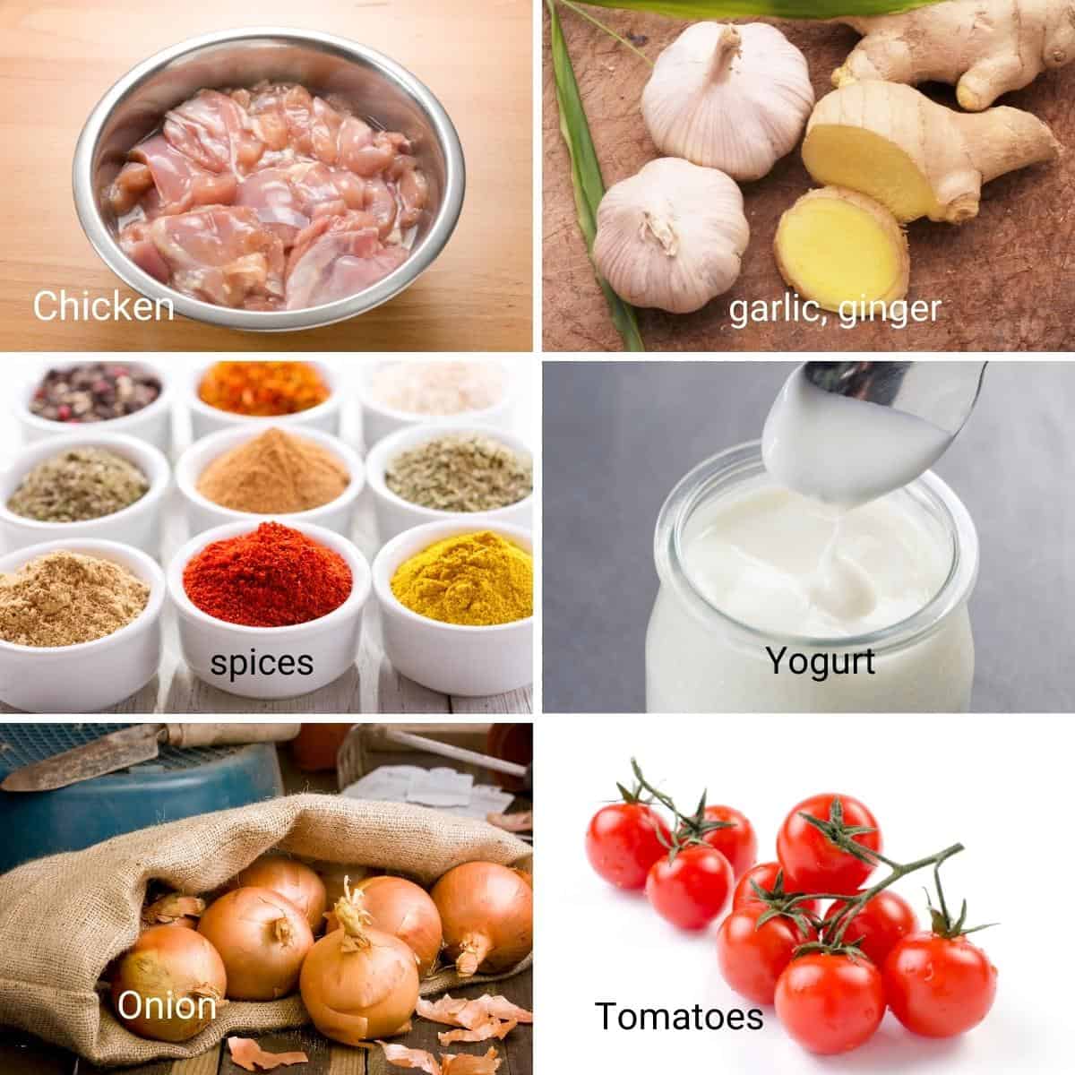 Ingredients for making chicken kebabs.