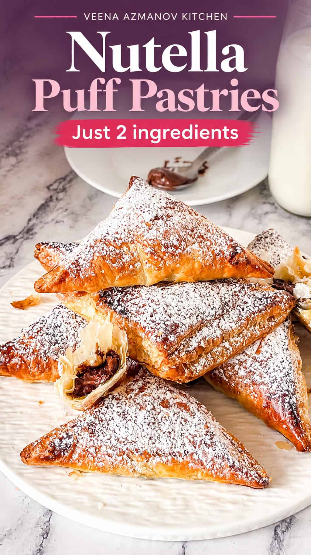 Pinterest image for Nutella Puff Pastries - Just 2 ingredients.