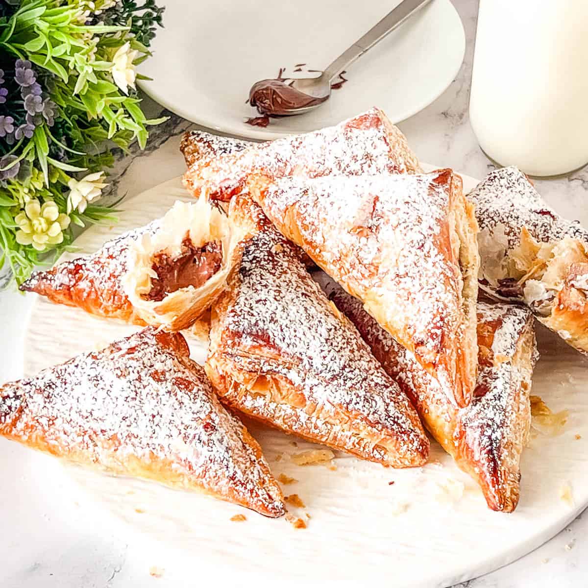 Nutella Puff Pastry treats on the tray.