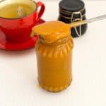 A mason jar with dulce de leche.