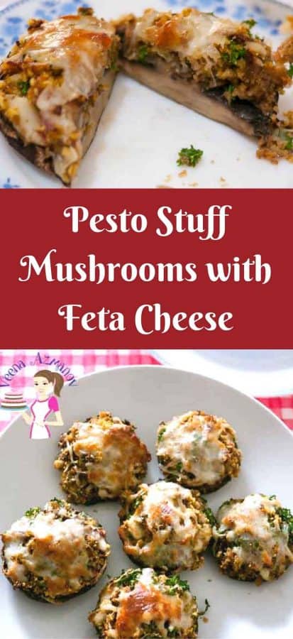 Pesto Stuffed Mushrooms with Feta Cheese is an absolutely delicious and super quick recipe for appetizer or side dish with such easy to find ingredients. The nutty pesto with salty Feta combined with the meaty mushroom and melted Mozzarella is a mouth feel that will keep you craving for more. 