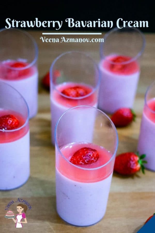 Pinterest image for strawberry Bavarain cream.