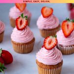 Pinterest image for Fresh Strawberry Cupcakes with Frosting.