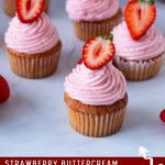 Pinterest image for Fresh Strawberry Cupcakes with Frosting.
