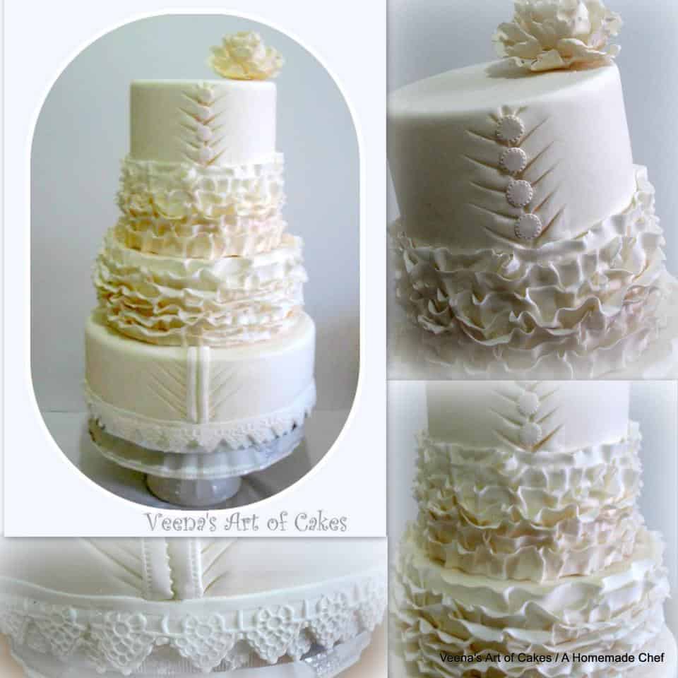 A ruffle dress inspired wedding cake.