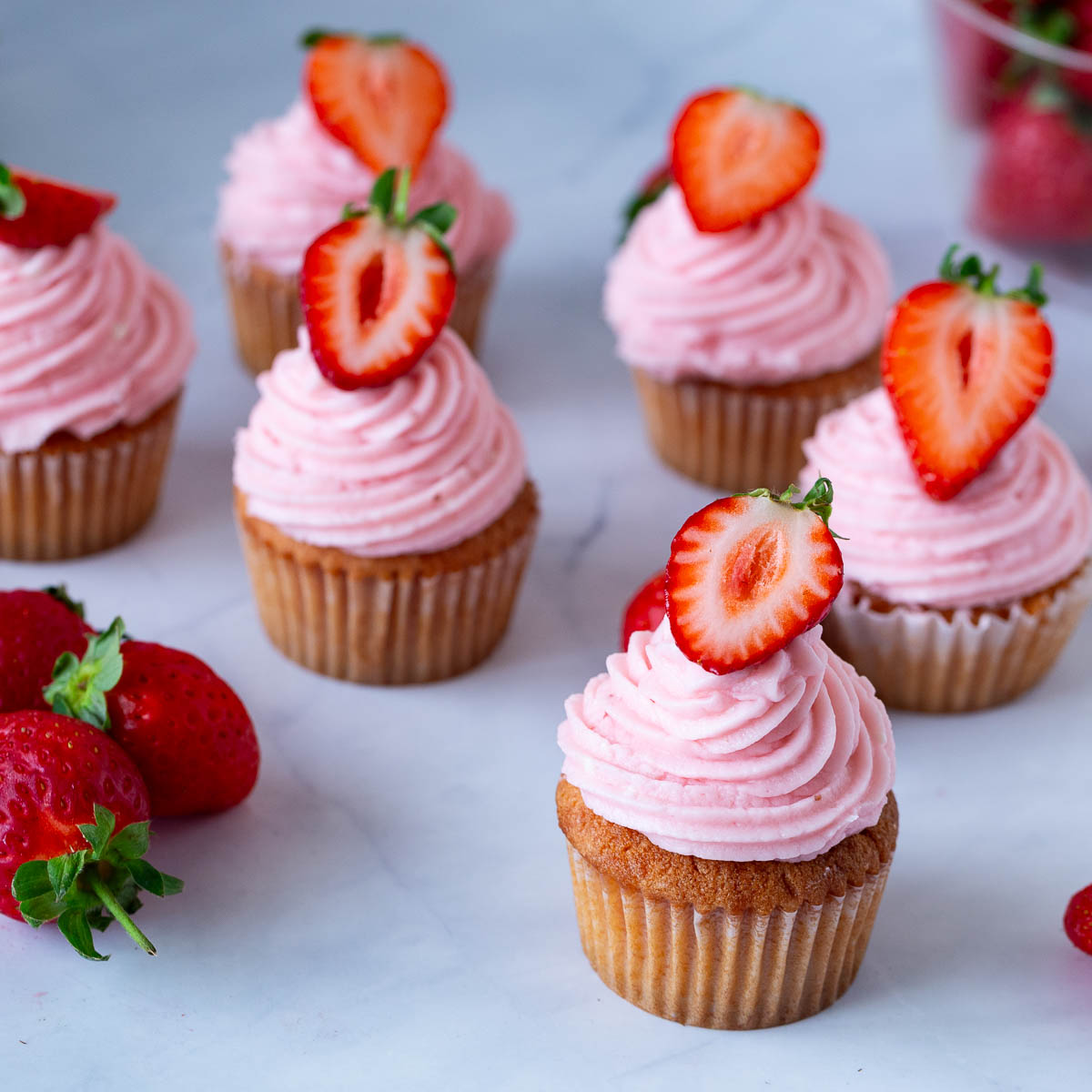 Pinterest image for Fresh Strawberry Cupcakes with Frosting.