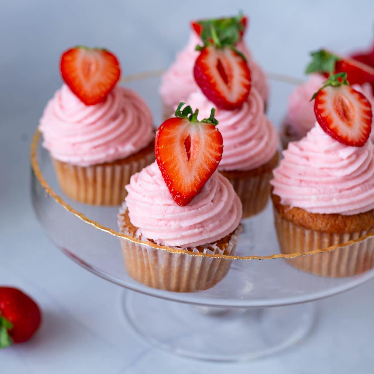 Pinterest image for Fresh Strawberry Cupcakes with Frosting.