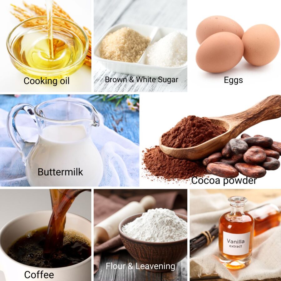Ingredients for making chocolate cake.