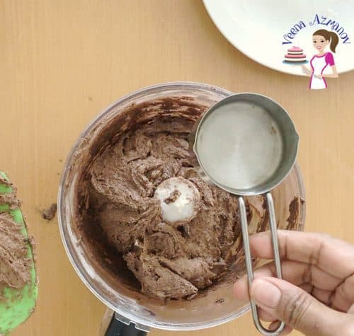 Add the water to the chocolate cake batter - Progress Pictures