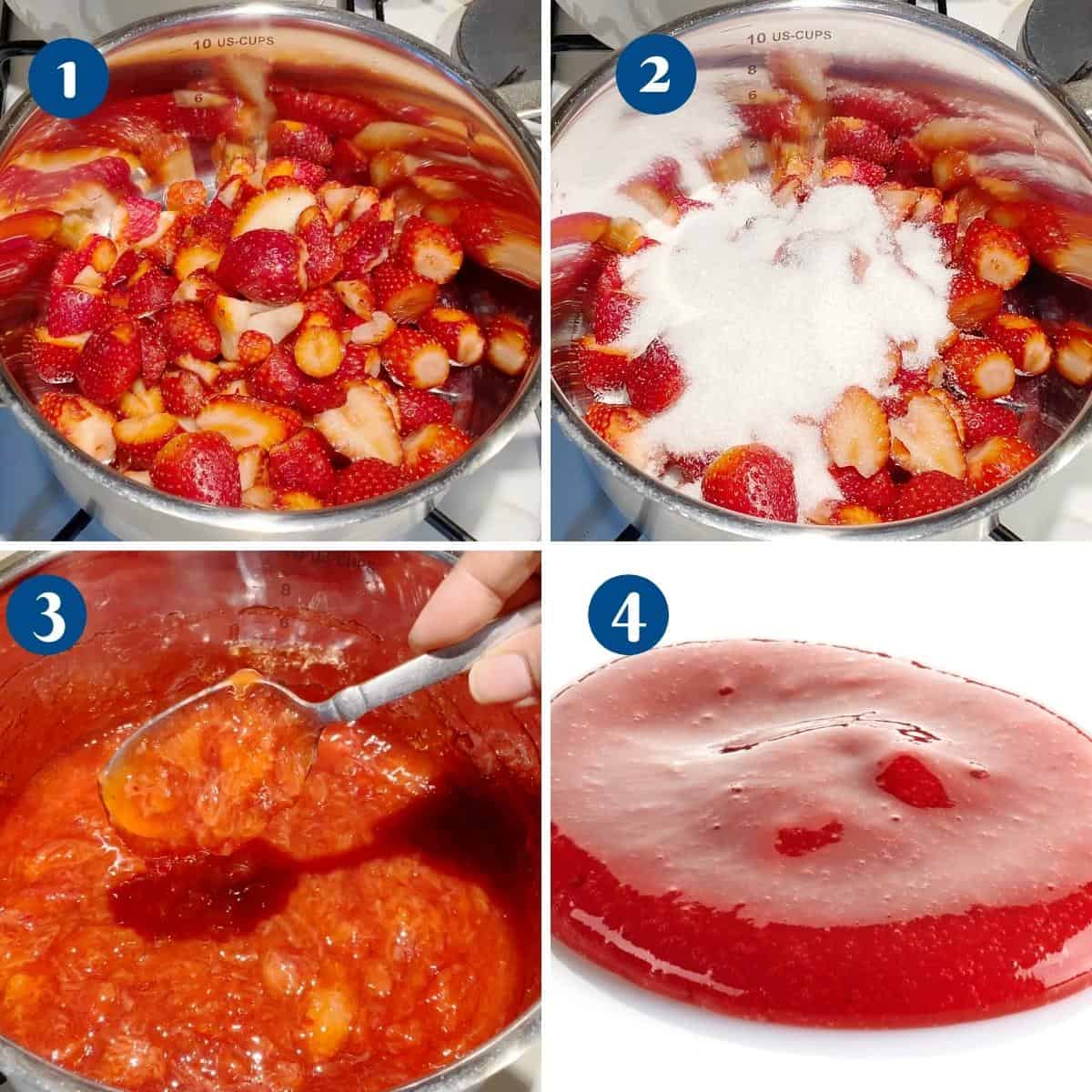 Progress pictures making the strawberry jello.