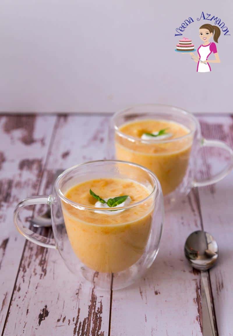 Two cups of mango pudding.