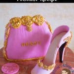 A cake decorated to look like a lady's handbag and stiletto.