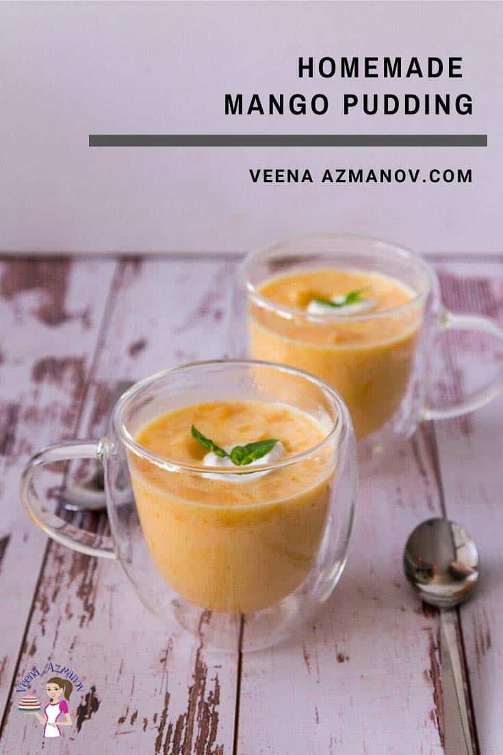 Two cups of mango pudding.