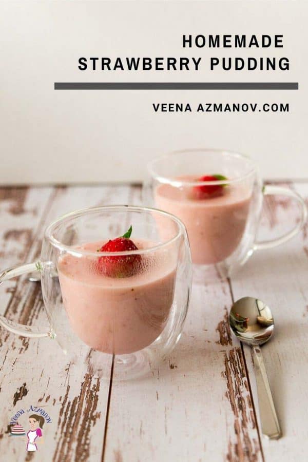 Two cups of strawberry pudding.