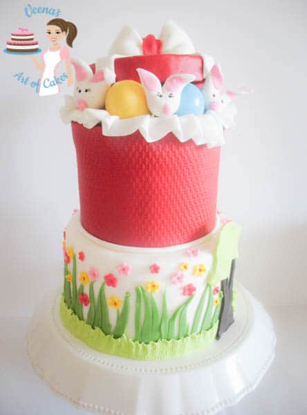 A cake decorated with an Easter theme.