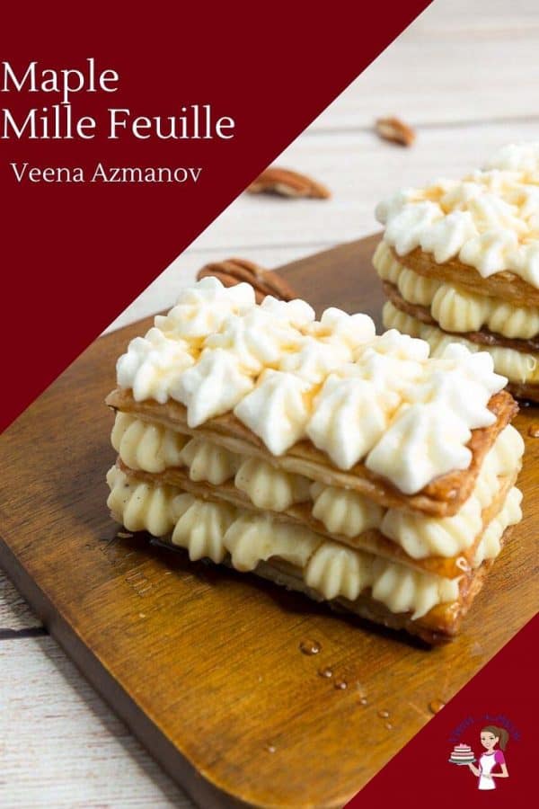 Homemade French Pastry with puff pastry and pastry cream Mille feuille napoleon