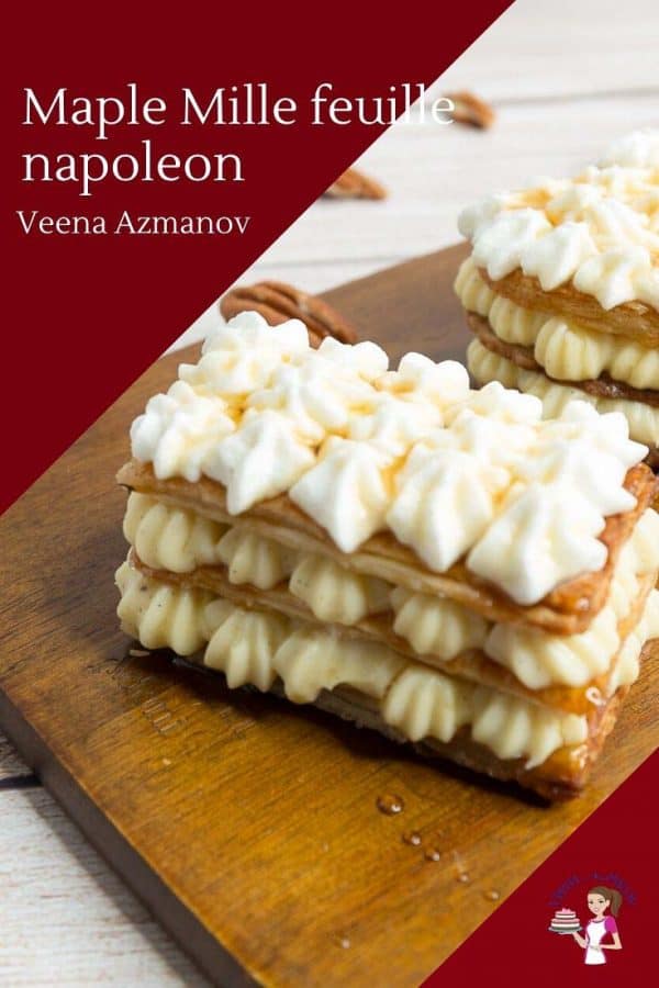 Homemade French Pastry with puff pastry and pastry cream Mille feuille napoleon